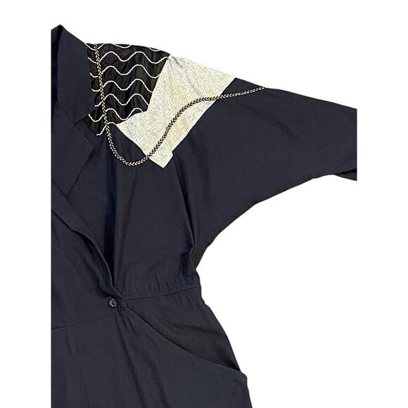 80’s ON THE ROCKS California Black Jumpsuit Retro Shirt One Piece Metallic Rock - Picture 5 of 9